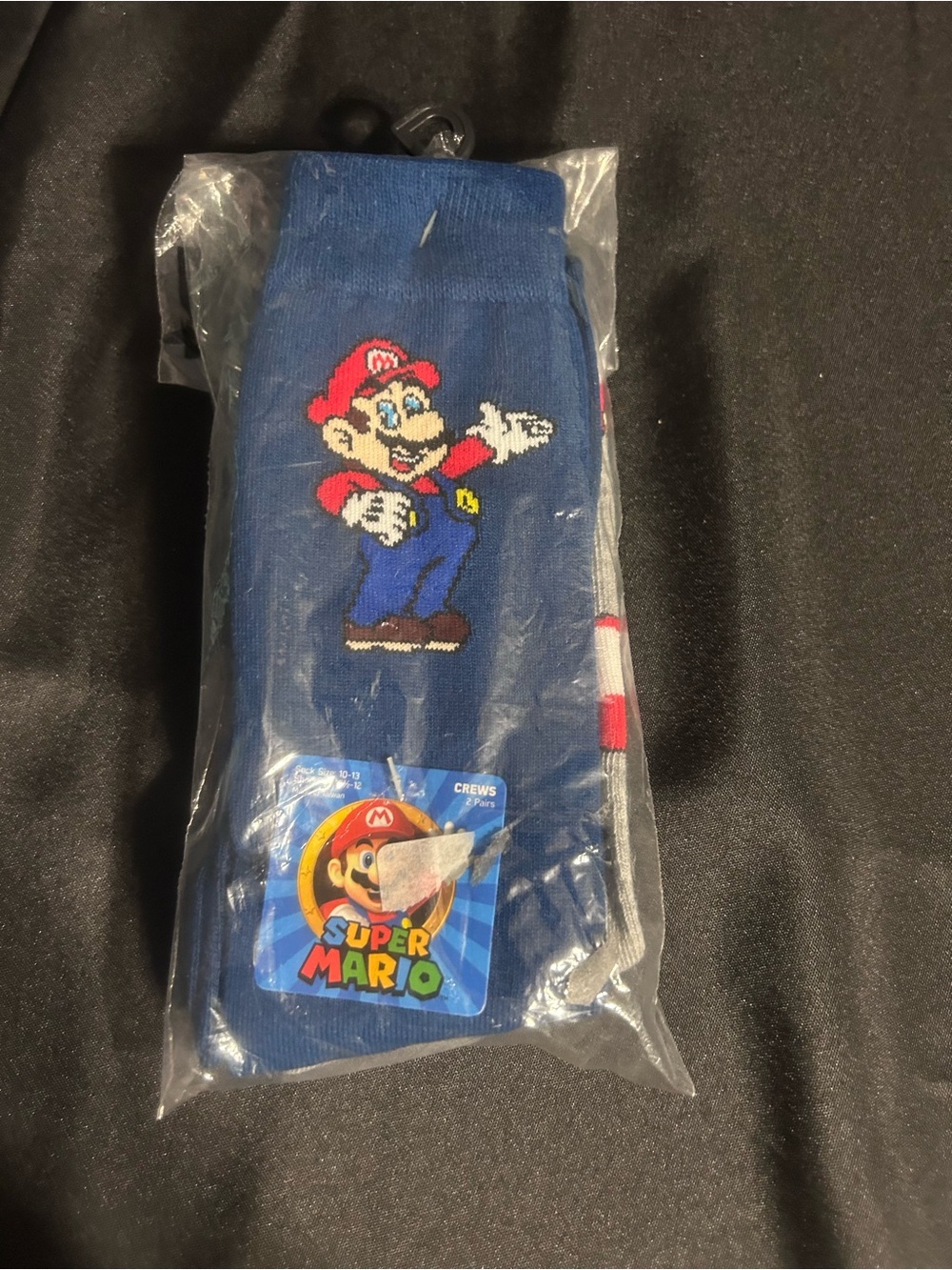 Nintendo Blue Crew Socks with Super Mario Graphic